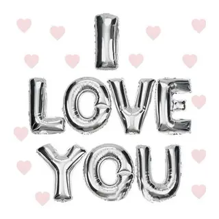 I Love You Folyo Balon Gümüş Renk 35 Cm
