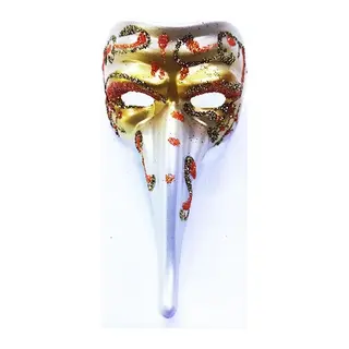 Turuncu Renk İşlemeli Seramik Malzemeden İmal Venedik Uzun Maske Magnet
