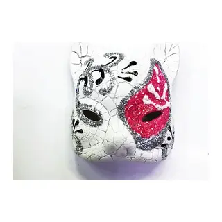 Pembe Renk İşlemeli Seramik Malzemeden İmal Venedik Kedi Model Magnet