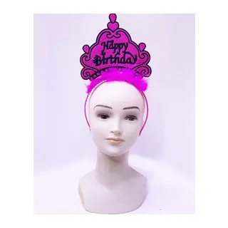 Happy Birthday Neon Fuşya Renk Doğum Günü Tacı 24x15 Cm