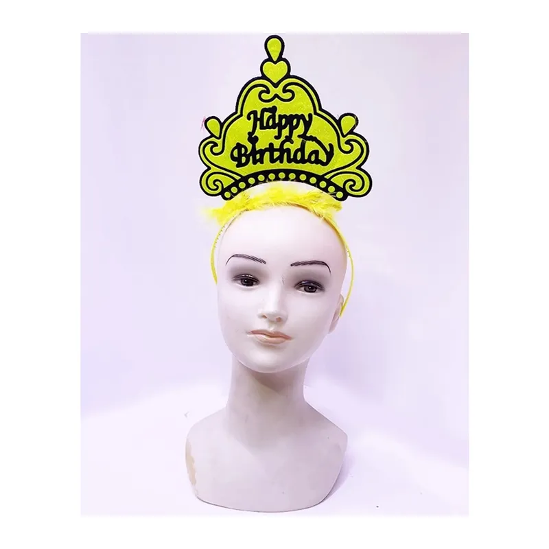 Happy Birthday Neon Sarı Renk Doğum Günü Tacı 24x15 Cm