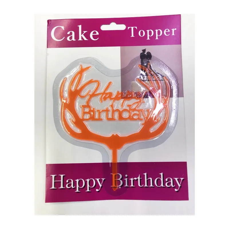 Happy Birthday Yazılı Turuncu Dallı Pasta Kek Çubuğu