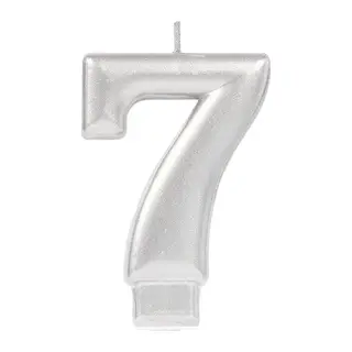 7 Rakam Mum Gümüş Renk