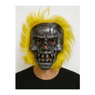 Wild Skull - Metal Kafatası Sarı Saçlı İskelet Maske
