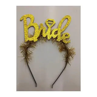 Altın Renk Bekarlığa Veda İtalik Yazı Alyanslı Bride Taç