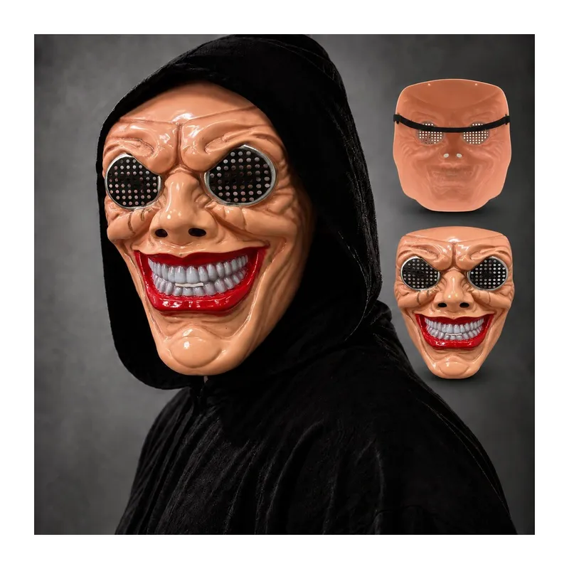 Kırmızı Ağız Ve Beyaz Diş Detaylı File Gözlü Maske