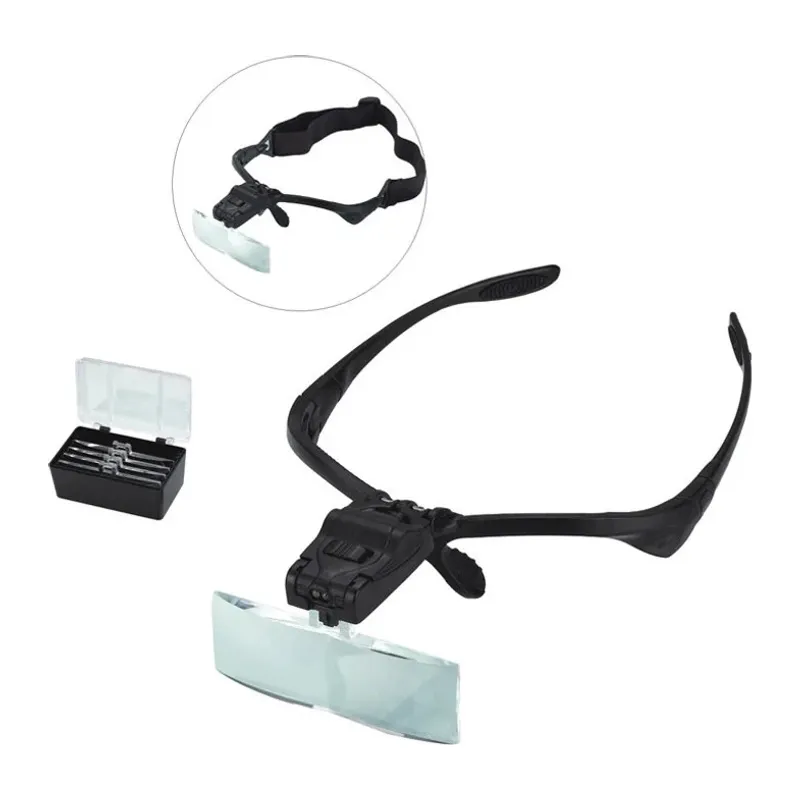Işıklı Gözlük Büyüteç 5 Farklı Lens 9892b