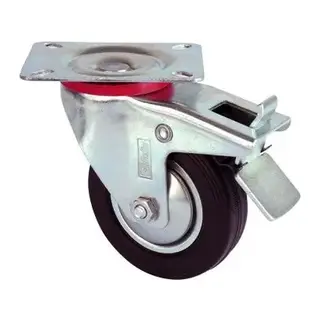 Servis Tekeri - Tablalı Frenli Siyah Döner - Çap 80 Mm
