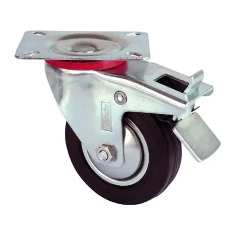 Servis Tekeri - Tablalı Frenli Siyah Döner - Çap 80 Mm