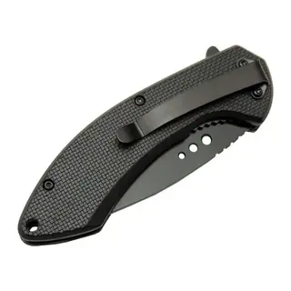 4215 Kırmızı Kamp Çakı 20cm- Yarı Otomatik, Kemerlikli, Oluklu