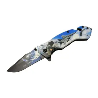 4 23 4 Air Force Kurtarma / Kamp Çakı 20cm - Yarı Otomatik, Kemerlikli, Cam Kırma Ve İp Kesme Aparatlı