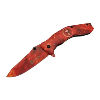 Skeleton 7000b Kamp Çakı 20 Cm - Kırmızı İskelet Desenli, Otomatik