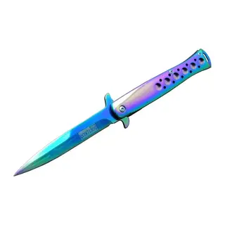 Tac-force 1111-d Titanyum Gökkuşağı Kamp Çakı 23 Cm - Metal Sap, Yarı Otomatik