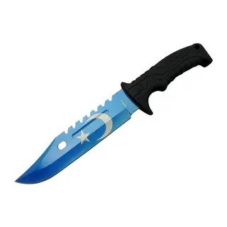 Ayyıldız Mf013bl Mavi Av Bıçağı 31cm - Testere Detaylı Bıçak, Kılıflı, Plastik Sap
