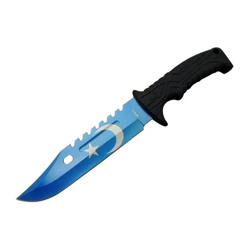 Ayyıldız Mf013bl Mavi Av Bıçağı 31cm - Testere Detaylı Bıçak, Kılıflı, Plastik Sap