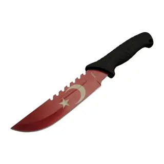 Ayyıldız Mf033 Rd Kırmızı Av Bıçağı 31cm - Testere Detaylı Bıçak, Oluklu, Kılıflı, Plastik Sap