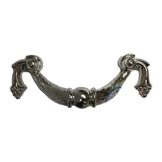 Dekoratif Zamak Üzümlü Kulp - 64mm, Nikel, 1 Adet