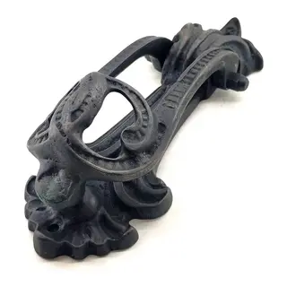 Antika Tarz Dekoratif Pirinç Doğa Kapı Tokmağı, Taktak - 205x73 Mm, Oksit