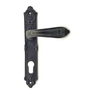 Antika Tarz Dekoratif Pirinç Çiçekli Oda Kapı Kolu - 240x40 Mm, Oksit