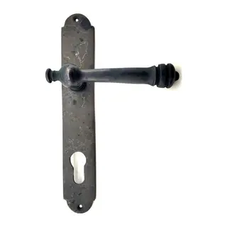 Antika Tarz Dekoratif Pirinç Taşra Yale Kapı Kolu - 220x35 Mm, Oksit