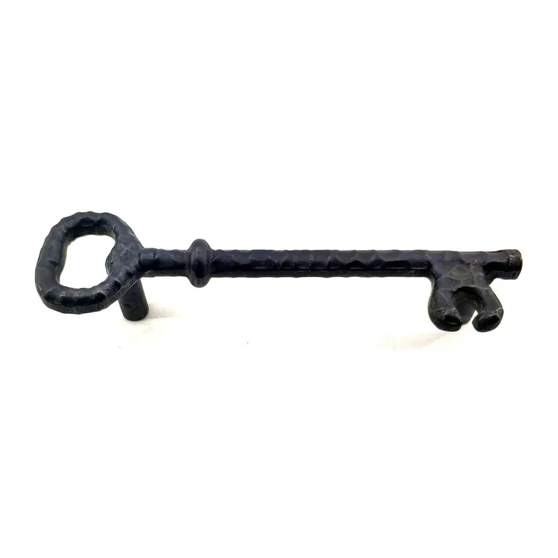 Antika Tarz Dekoratif Pirinç Anahtar Şeklinde Kapı Çekme Kolu, Mobilya, Sandık, Kutu Kulbu - 128mm, Oksit