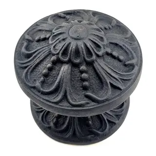 Antika Tarz Dekoratif Pirinç Çiçekli Kapı Tokmağı - 80 Mm Çap, Oksit