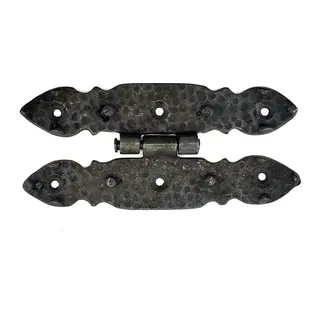 Antika Tarz Dekoratif Pirinç Düğmeli Menteşe - 142x69 Mm, Oksit