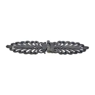 Antika Tarz Dekoratif Pirinç Yaprak Desenli Menteşe - 55x265 Mm, Oksit