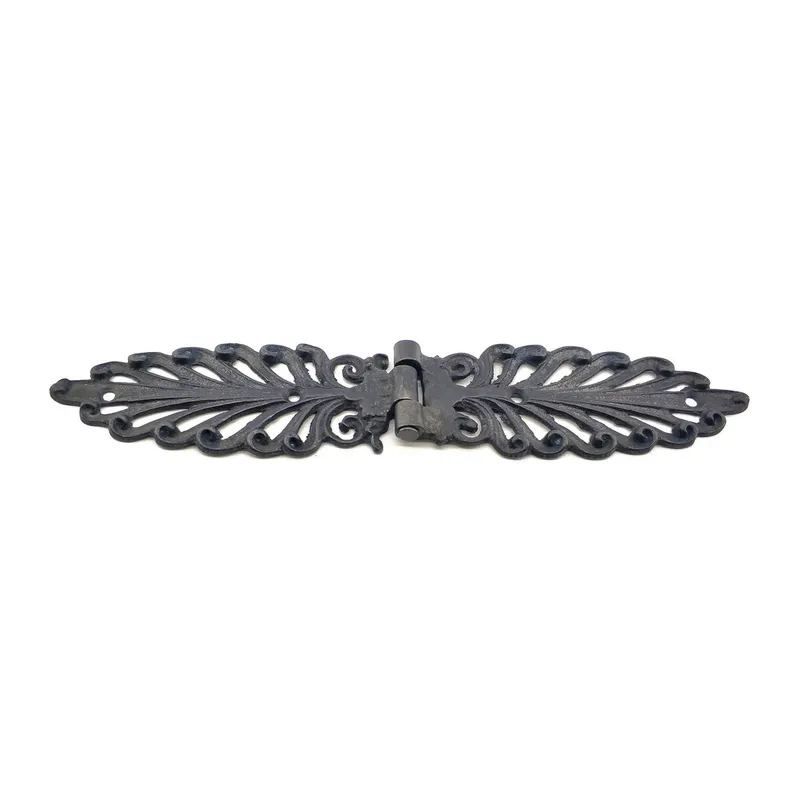 Antika Tarz Dekoratif Pirinç Yaprak Desenli Menteşe - 55x265 Mm, Oksit