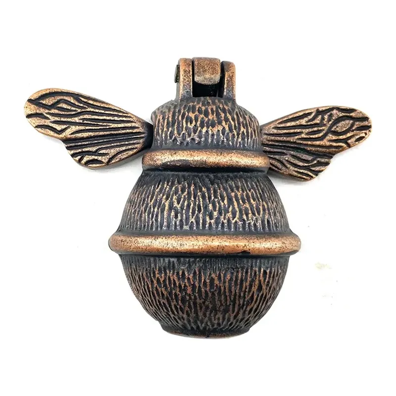 Antika Tarz Dekoratif Pirinç Arı Kapı Tokmağı, Taktak - Küçük, 123x150mm, Antik