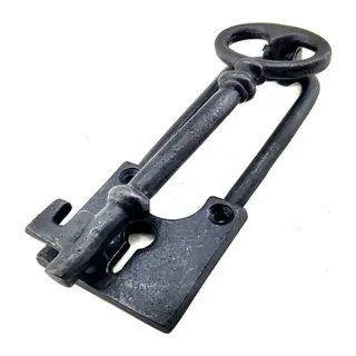 Antika Tarz Dekoratif Pirinç Anahtar Kapı Tokmağı, Taktak - 170x60mm, Oksit