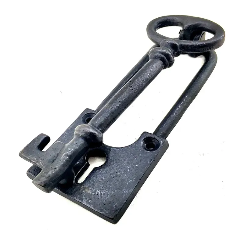 Antika Tarz Dekoratif Pirinç Anahtar Kapı Tokmağı, Taktak - 170x60mm, Oksit