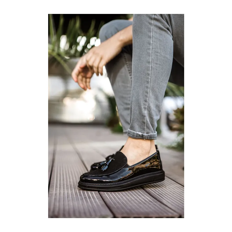 MN002 - RST Loafer Verniciata Erkek Ayakkabı SIYAH