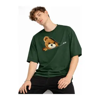 MN - Bear Baskılı Oversize Tişört HAKI