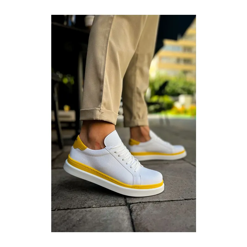 MN979 - Santoni GBT Spor Erkek Ayakkabı BEYAZ/SARI