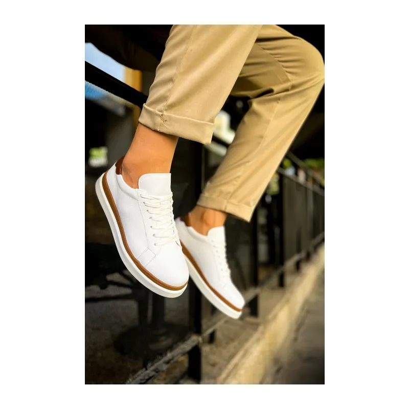 MN979 - Santoni GBT Spor Erkek Ayakkabı BEYAZ/TABA