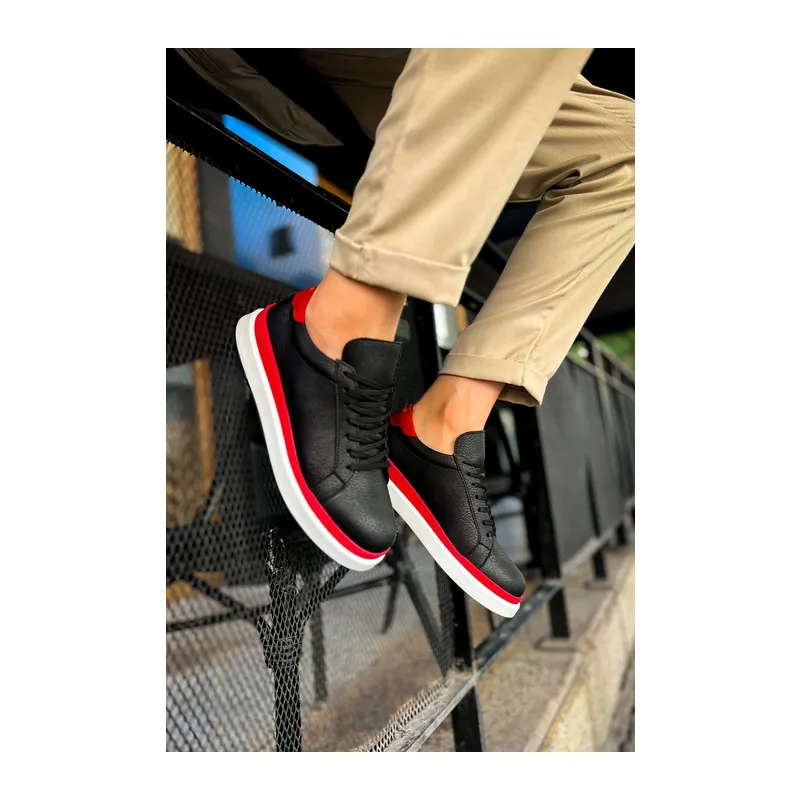MN979 - Santoni GBT Spor Erkek Ayakkabı SIYAH/KIRMIZI