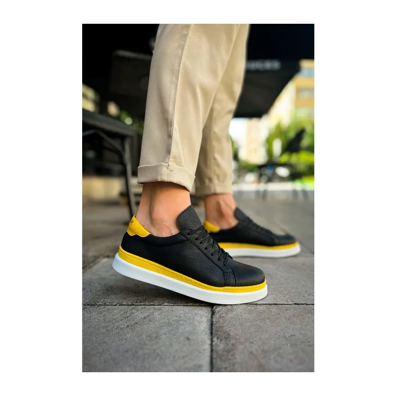 MN979 - Santoni GBT Spor Erkek Ayakkabı SIYAH/SARI