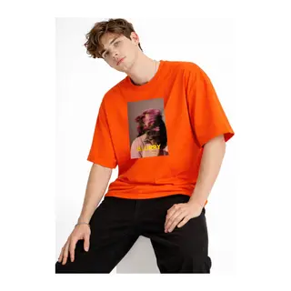 Blurry - Oversize Erkek Tişört TURUNCU
