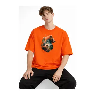 Bear2 - Oversize Tişört TURUNCU