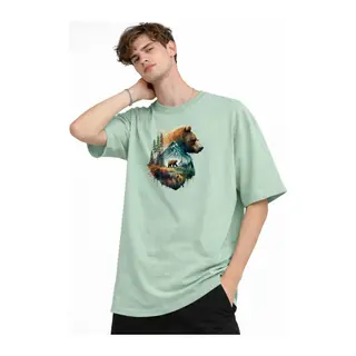 Bear2 - Oversize Tişört SU YESILI