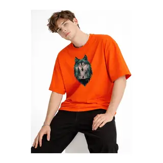 Wolf - Oversize Erkek Tişört TURUNCU