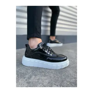 JY010 Cloud Bağcıklı Rugan Erkek Günlük Sneaker Ayakkabı RBT - Siyah