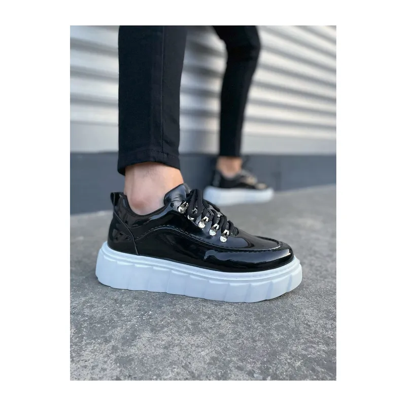 JY010 Cloud Bağcıklı Rugan Erkek Günlük Sneaker Ayakkabı RBT - Siyah