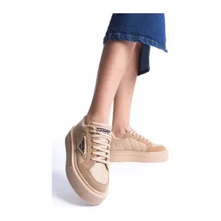 PRAG Bağcıklı Ortopedik Taban Desenli Kadın Sneaker Spor Ayakkabı CTT - Ten