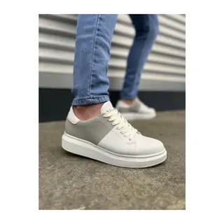 JY151 Boost Bağcıklı Cilt Süet Erkek Günlük Sneaker Ayakkabı CSBT - Beyaz/Gri