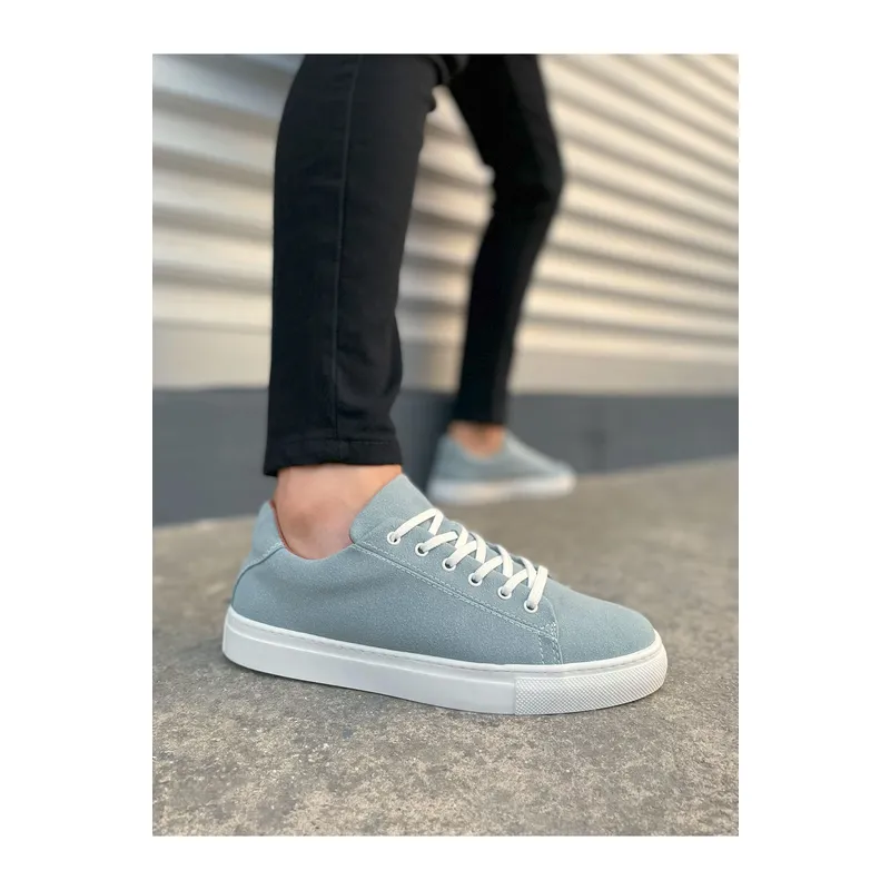 JY122 Mode Bağcıklı Süet Erkek Günlük Sneaker Ayakkabı SBT - Mavi