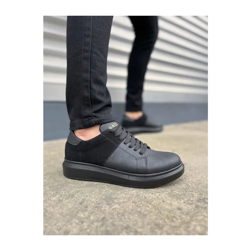 JY151 Boost Bağcıklı Cilt Süet Erkek Günlük Sneaker Ayakkabı CSST - Siyah
