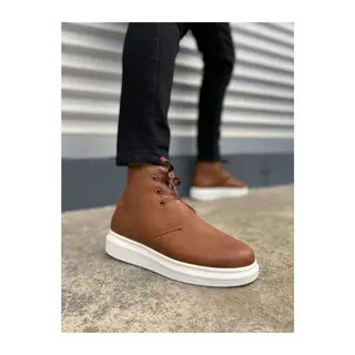 JY207 Oslo Bağcıklı Ortopedik Taban Cilt Erkek Spor Bot CBT - Taba