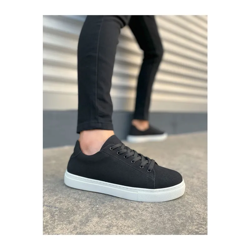 JY122 Mode Bağcıklı Süet Erkek Günlük Sneaker Ayakkabı SBT - Siyah